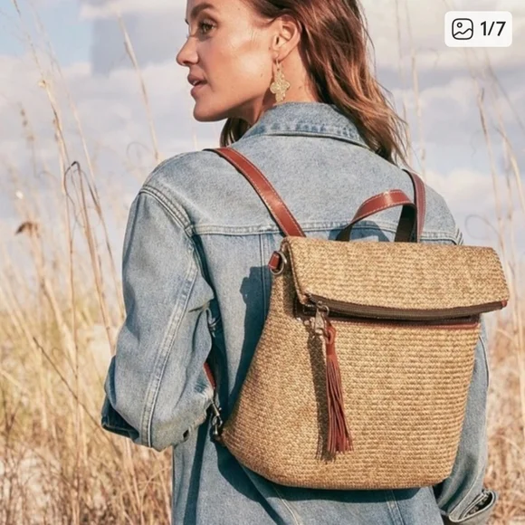 Patricia Nash Stylish Tan Backpack with Brown Accents - Picture 1 of 11